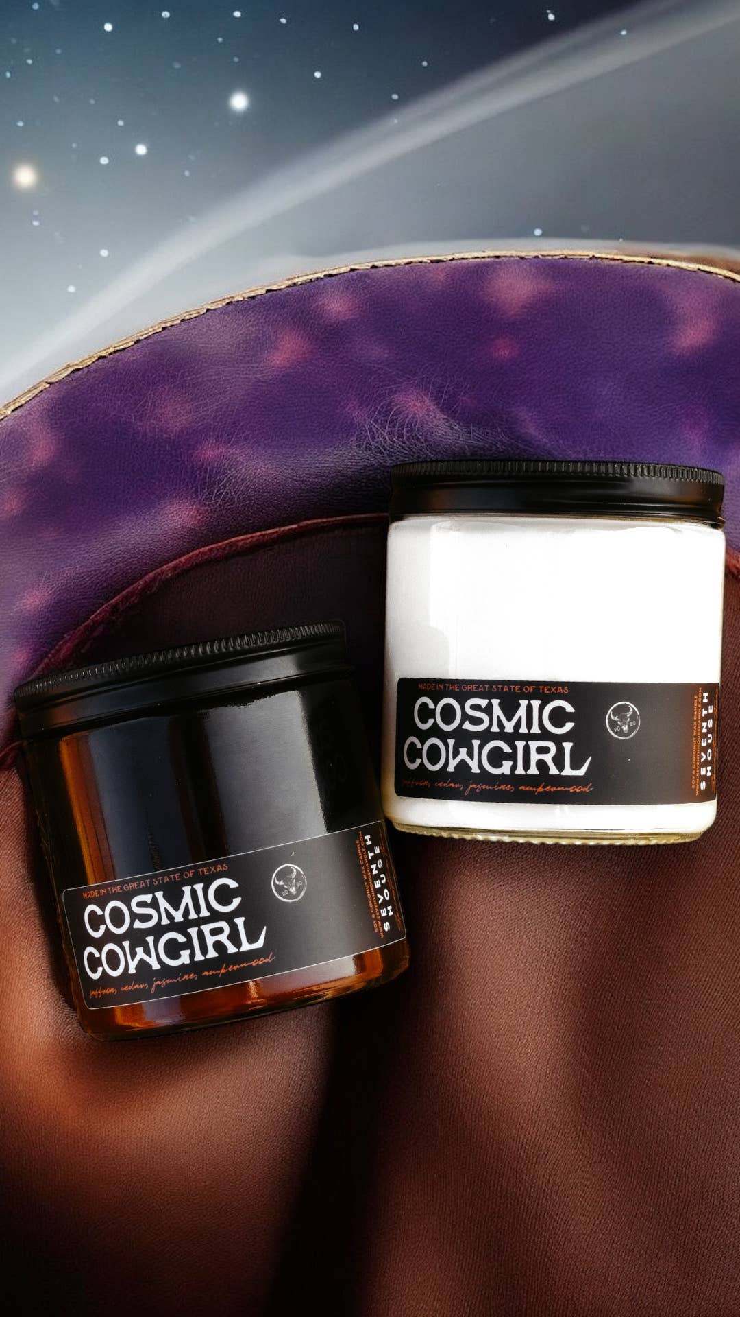 Seventh House Candle - COSMIC COWGIRL - Saffron, Cedar & Amberwood Candle