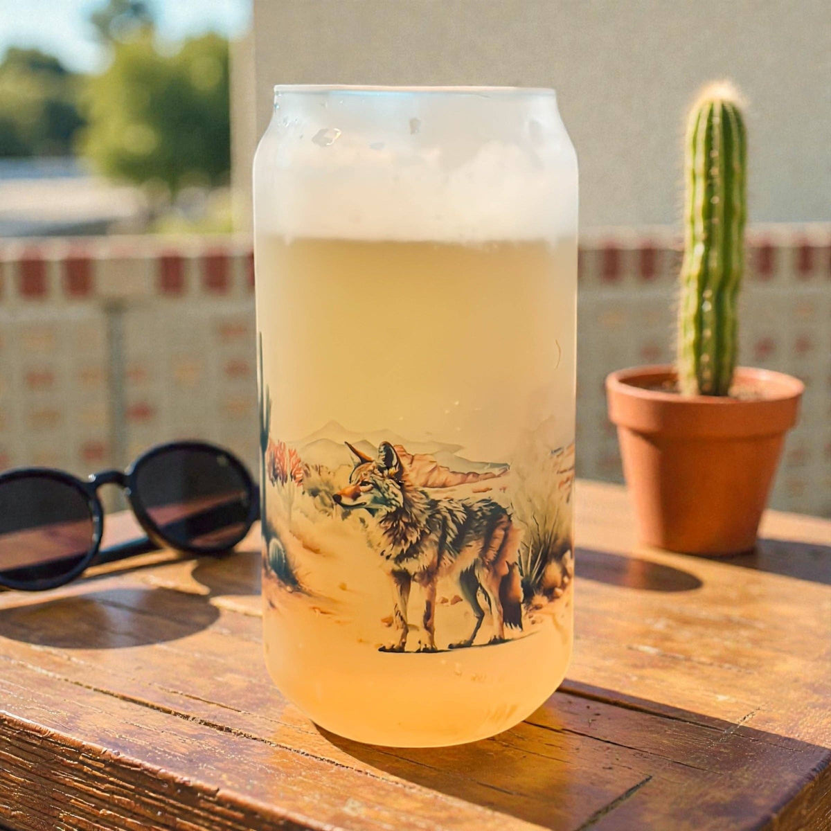 Wilde Nomad - COYOTE & CACTUS CAN GLASS