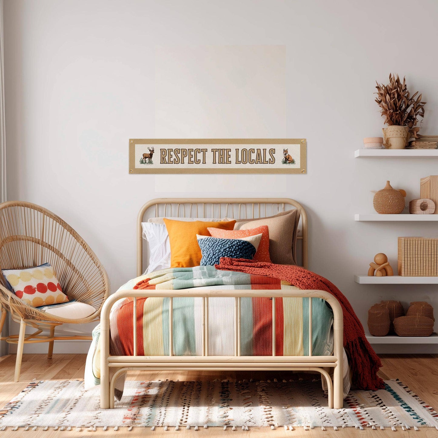 Benoit's Design Co. - Respect The Locals Banner – Vintage Felt Flag: Green Border