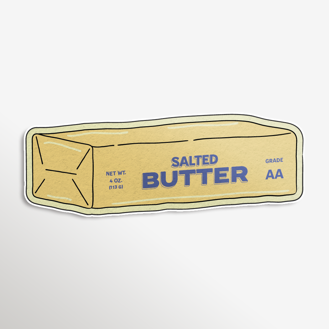 FUN CLUB - Salted Butter Sticker (funny gifts, foodie humor)