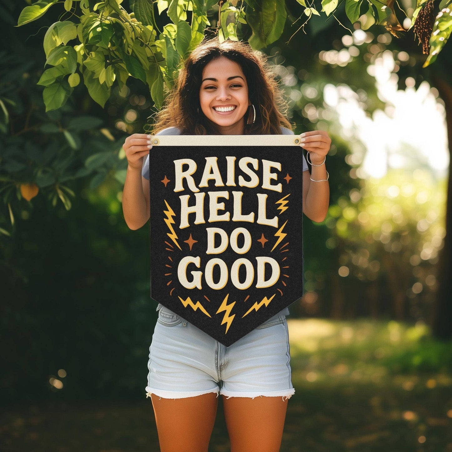 Benoit's Design Co. - Raise Hell Do Good Felt Camp Flag