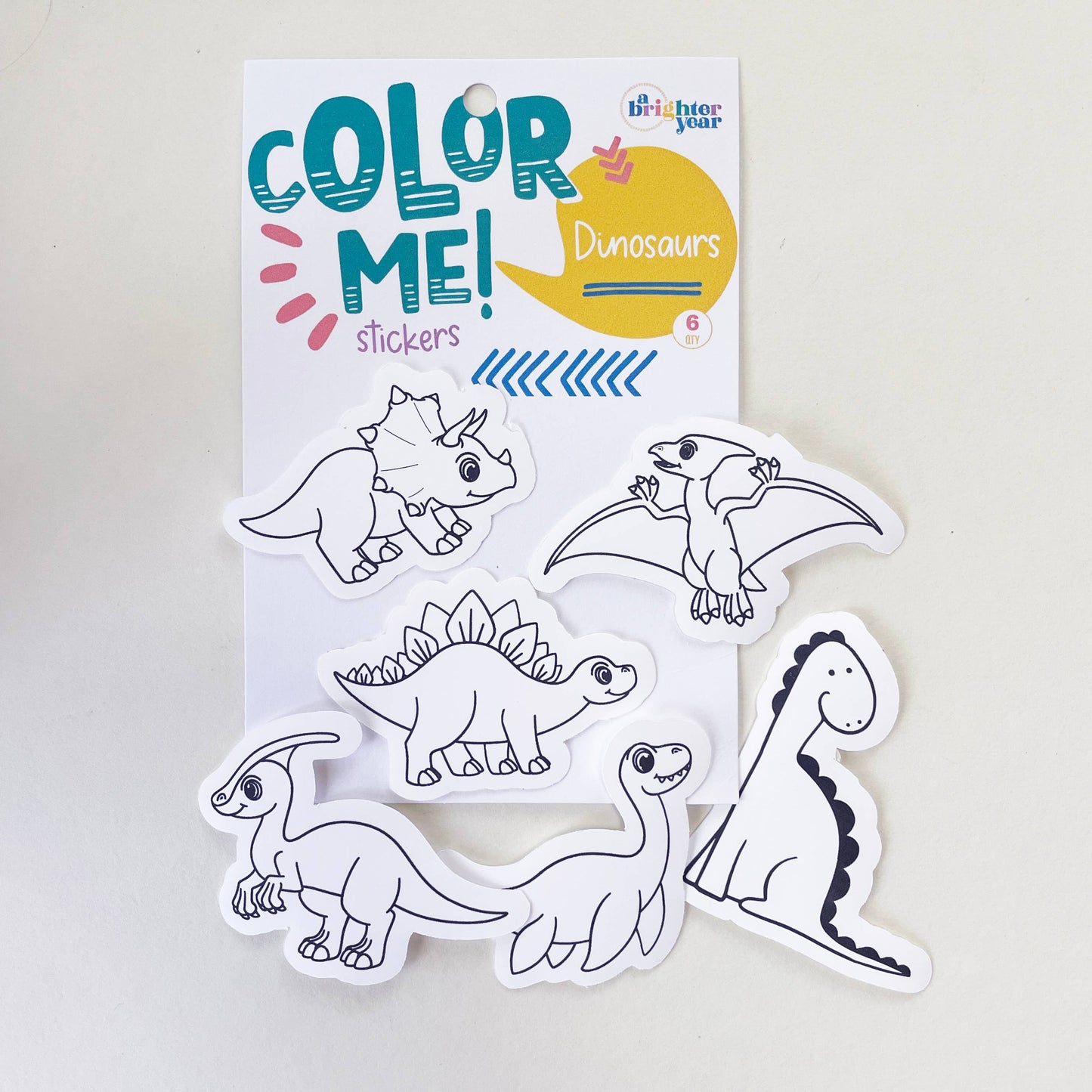 A Brighter Year - Color Your Own Dino Stickers