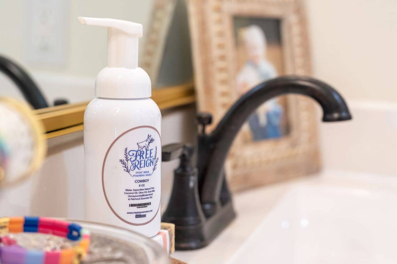 Free Reign Farm - Foaming Liquid Goat Milk Hand Soap. All Natural. New Look!: Cowboy (Sweet & Earthy)