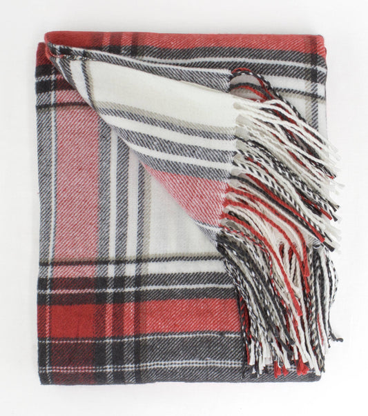 Fennco Styles - Classic Plaid Pattern Tassel Trim Throw Blanket