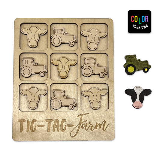 The Chirping Squirrel - Farmer Gift - Tic-Tac-Toe Farm Game - Customizable