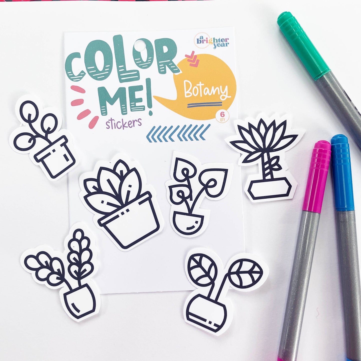 A Brighter Year - Color Your Own Botany Stickers, Plant Stickers