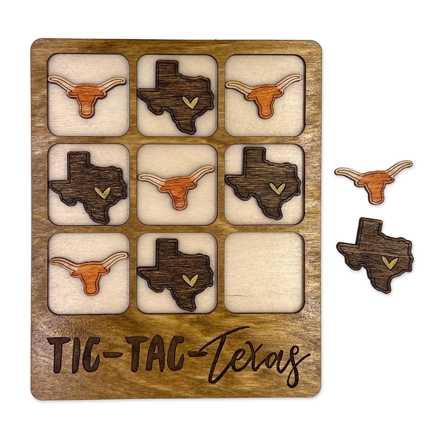 The Chirping Squirrel - Texas State Gift - Tic-Tac-Toe TX Game - Customizable