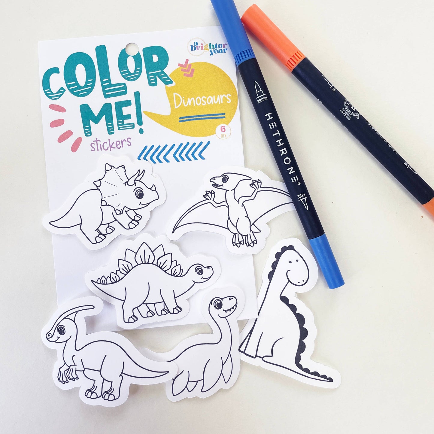 A Brighter Year - Color Your Own Dino Stickers