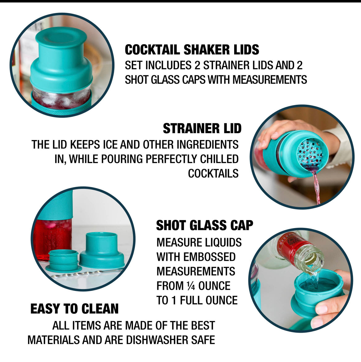 Cocktail Shaker Lids for Mason Jars