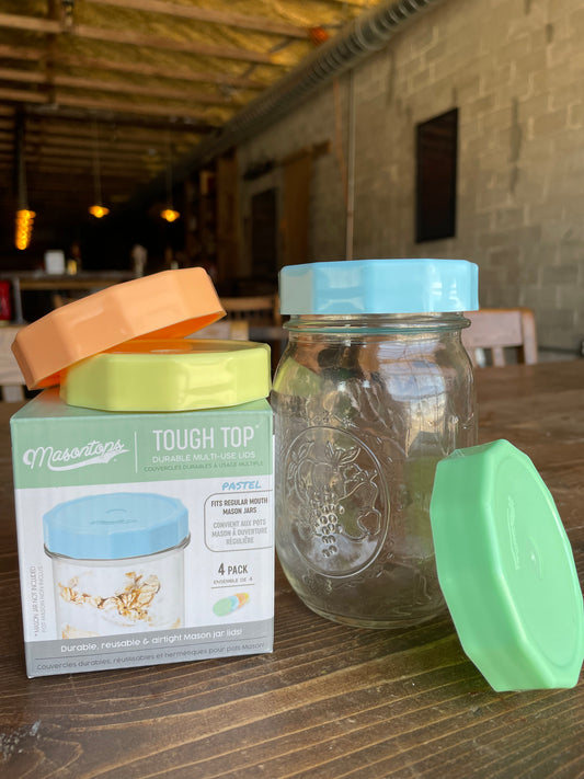 Pastel Tough Top Plastic Mason Jar Lids